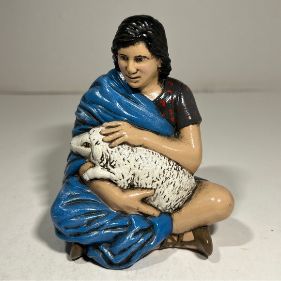 4.5” Vtg Hand Painted Shepherd Boy Nativity/ Manger Replacement 1976 (marked MS) - Picture 1 of 9